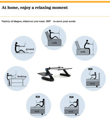 Adjustable Aluminum Laptop Desk Stand – Portable Ergonomic Lapdesk with Mouse Pad