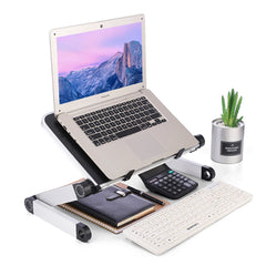 Adjustable Aluminum Laptop Desk Stand – Portable Ergonomic Lapdesk with Mouse Pad