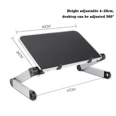 Adjustable Aluminum Laptop Desk Stand – Portable Ergonomic Lapdesk with Mouse Pad