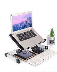 Adjustable Aluminum Laptop Desk Stand – Portable Ergonomic Lapdesk with Mouse Pad