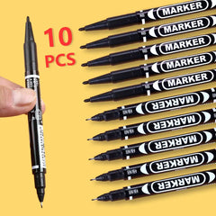 10PCS Double-Sided Waterproof Permanent Markers – Fine & Bold Tip for Versatile Writing