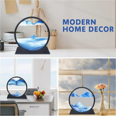 3D Moving Sand Art Picture – Round Glass Deep Sea Hourglass Quicksand Decor