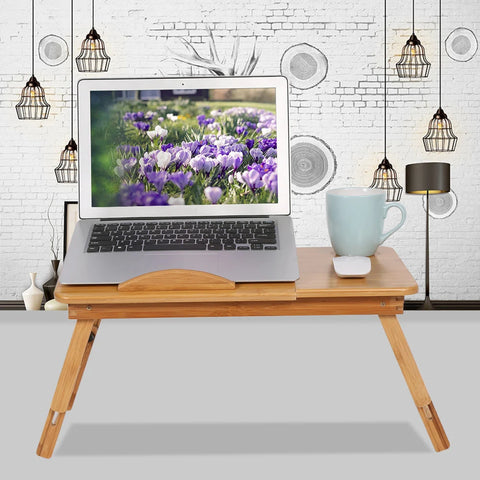 Adjustable Bamboo Bed Desk – Portable Lap Desk & Book Tray for Reading, Writing, and Laptop Use
