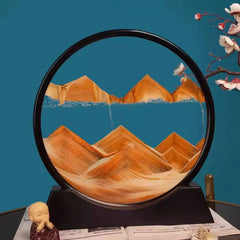 3D Moving Sand Art Picture – Round Glass Deep Sea Hourglass Quicksand Decor