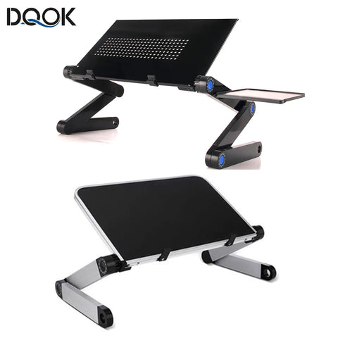 Adjustable Aluminum Laptop Desk Stand – Portable Ergonomic Lapdesk with Mouse Pad