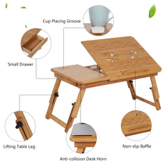 Adjustable Bamboo Bed Desk – Portable Lap Desk & Book Tray for Reading, Writing, and Laptop Use