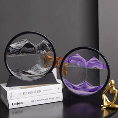 3D Moving Sand Art Picture – Round Glass Deep Sea Hourglass Quicksand Decor