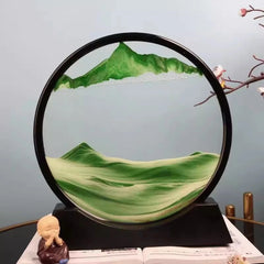3D Moving Sand Art Picture – Round Glass Deep Sea Hourglass Quicksand Decor