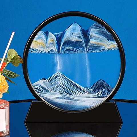 3D Moving Sand Art Picture – Round Glass Deep Sea Hourglass Quicksand Decor