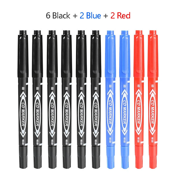 10PCS Double-Sided Waterproof Permanent Markers – Fine & Bold Tip for Versatile Writing