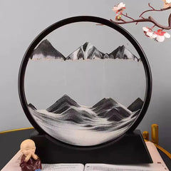 3D Moving Sand Art Picture – Round Glass Deep Sea Hourglass Quicksand Decor