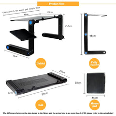Adjustable Aluminum Laptop Desk Stand – Portable Ergonomic Lapdesk with Mouse Pad