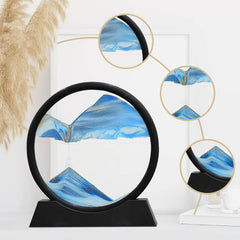 3D Moving Sand Art Picture – Round Glass Deep Sea Hourglass Quicksand Decor